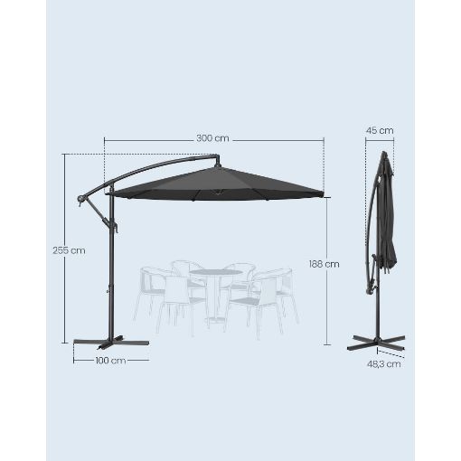 Εικόνα της Songmics Ομπρέλα Κρεμαστή Μεταλλική 3x2.6m Black GPU116G01V1