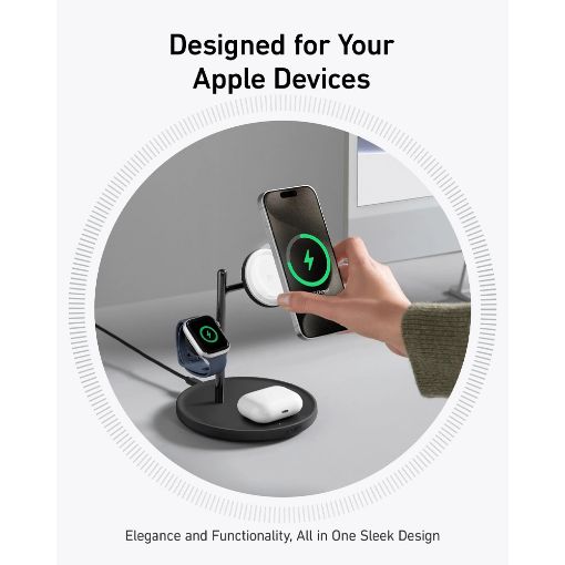 Εικόνα της Ασύρματος Φορτιστής Anker MagGo 3-in-1 Wireless Charging Pad Qi 15W Black B25M3312