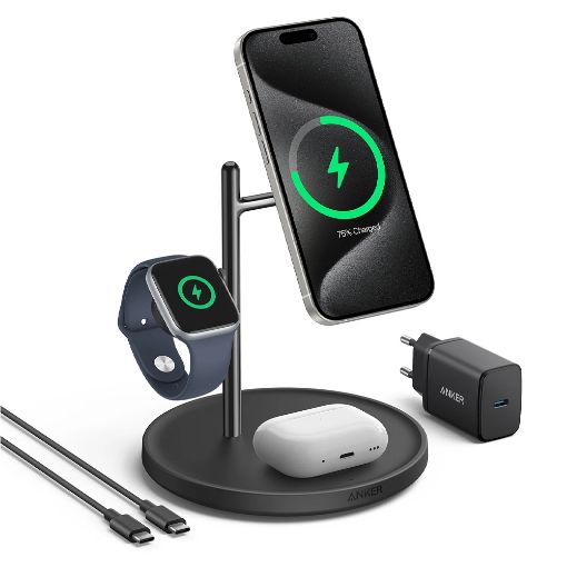 Εικόνα της Ασύρματος Φορτιστής Anker MagGo 3-in-1 Wireless Charging Pad Qi 15W Black B25M3312