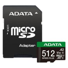 Εικόνα της Κάρτα Μνήμης microSDXC Adata Speed+ 512GB Class 10 UHS-I + SD Αdapter UD512GUI3V30A2SP-RA1