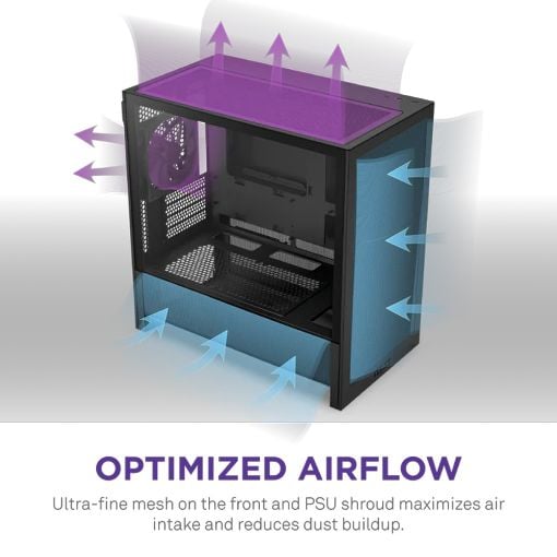 Εικόνα της NZXT H3 Flow Tempered Glass Black CC-H31FB-01