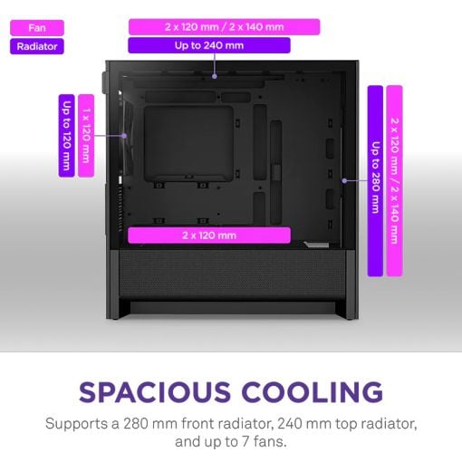 Εικόνα της NZXT H3 Flow Tempered Glass Black CC-H31FB-01