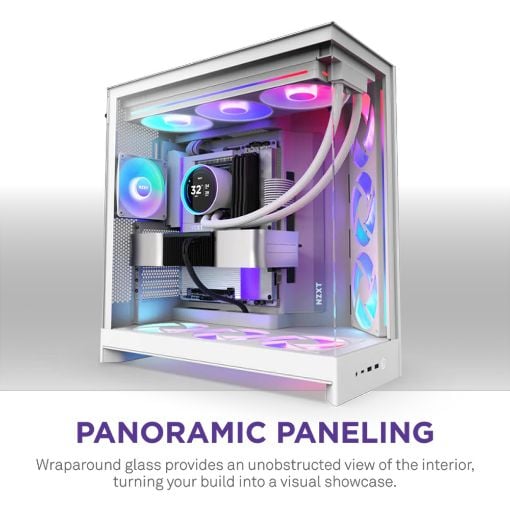 Εικόνα της NZXT H9 Flow RGB+ Dual-Chamber Tempered Glass White 2025 CM-H92FW-P1