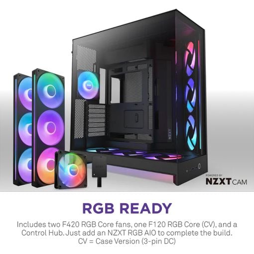 Εικόνα της NZXT H9 Flow RGB+ Dual-Chamber Tempered Glass Black 2025 CM-H92FB-P1