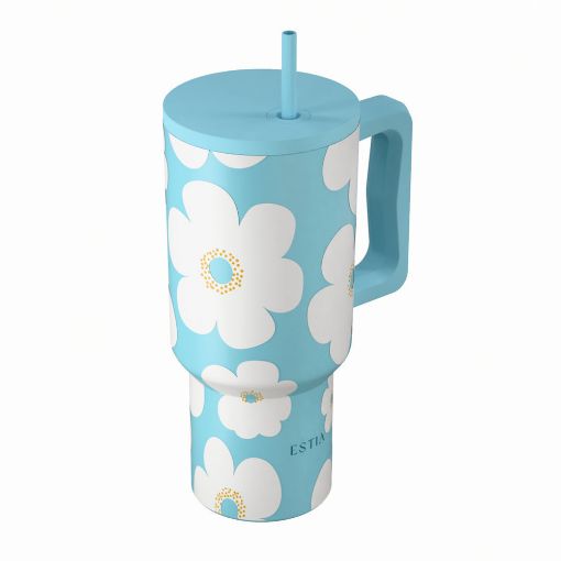Εικόνα της Θερμός Estia Straw Tumbler XL Save The Aegean 900ml Blue Daisy 01-41618