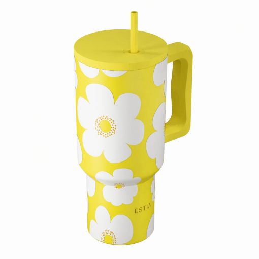 Εικόνα της Θερμός Estia Straw Tumbler XL Save The Aegean 900ml Yellow Daisy 01-41625
