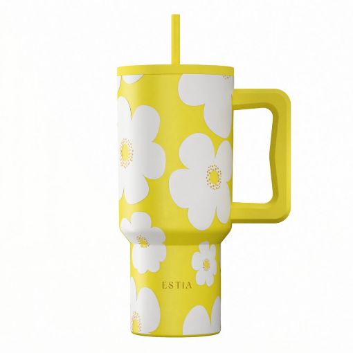 Εικόνα της Θερμός Estia Straw Tumbler XL Save The Aegean 900ml Yellow Daisy 01-41625