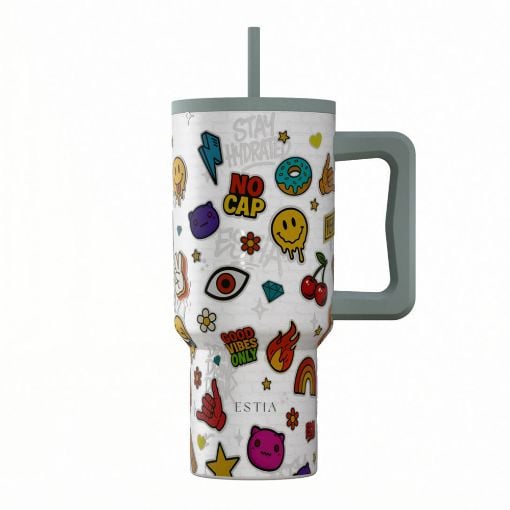 Εικόνα της Θερμός Estia Straw Tumbler XL Save The Aegean 900ml Urban Vibes 01-41540