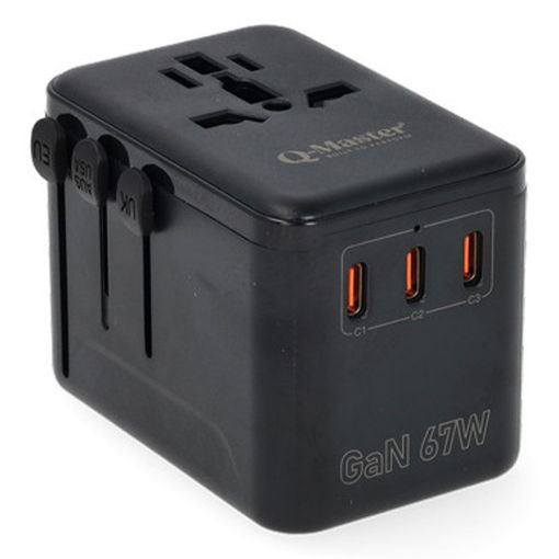 Εικόνα της Αντάπτορας Πρίζας Ταξιδιού Q-Master Universal 1x USB-A & 3x USB-C GaN 67W PWR001BLK67W