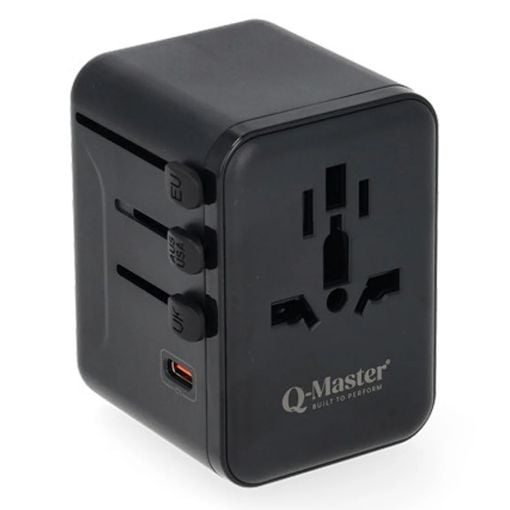 Εικόνα της Αντάπτορας Πρίζας Ταξιδιού Q-Master Universal 2x USB-A & 3x USB-C GaN 35W Black PWR001BLK35W