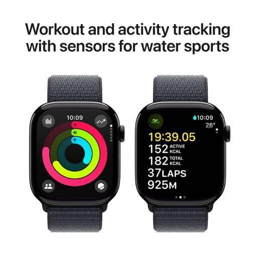 Εικόνα της Apple Watch Series 10 GPS 42mm Jet Black Case with Ink Sport Loop Band MWWG3QF/A