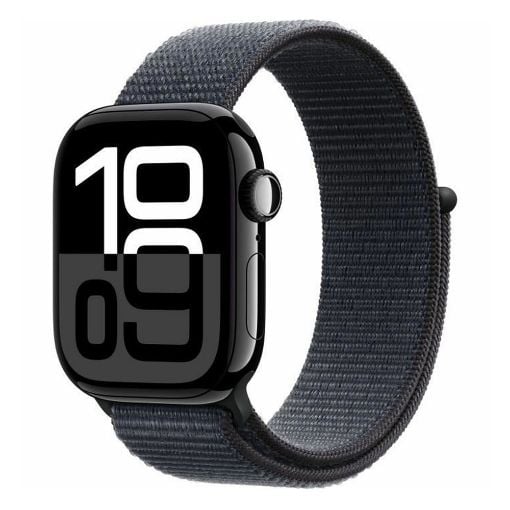 Εικόνα της Apple Watch Series 10 GPS 42mm Jet Black Case with Ink Sport Loop Band MWWG3QF/A
