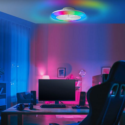 Εικόνα της Ανεμιστήρας Οροφής Brilliant Salerno 48.5cm με LED Φωτισμό RGBIC 3000-6500K & Τηλεχειριστήριο 40W White G60020/05