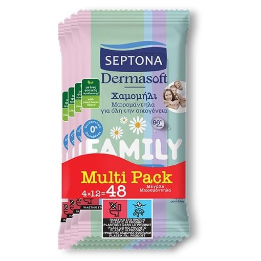 Εικόνα της Μωρομάντηλα Septona Dermasoft Family 4x12τμχ