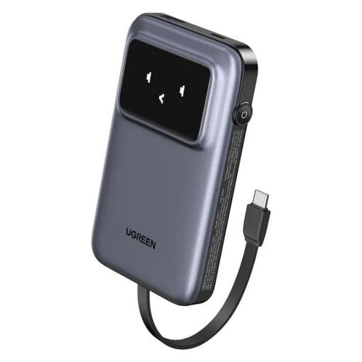 Εικόνα της Power Bank Ugreen PB511 2 x USB-C & USB-A with Built-In Cable 10000mAh 30W Grey 35603B