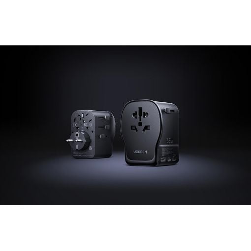 Εικόνα της Αντάπτορας Πρίζας Ταξιδιού Ugreen Universal 2x USB-C & USB-A 65W Black 55001