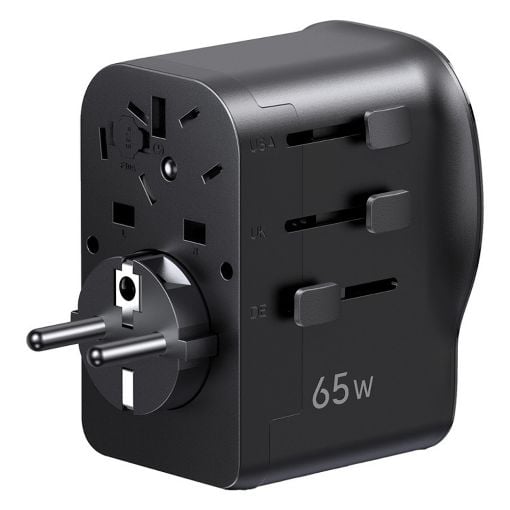 Εικόνα της Αντάπτορας Πρίζας Ταξιδιού Ugreen Universal 2x USB-C & USB-A 65W Black 55001
