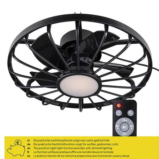 Εικόνα της Ανεμιστήρας Οροφής 123LED 50.8cm με LED Φωτισμό 2000-4000K & Τηλεχειριστήριο 42W Black