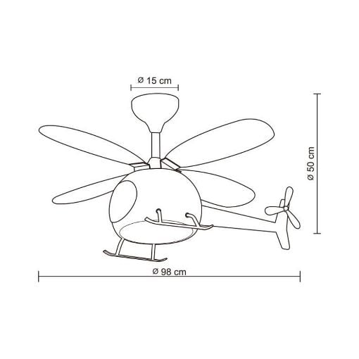Εικόνα της Ανεμιστήρας Οροφής Primo Helicopter Kids Series DC 98cm με LED Φωτισμό & Τηλεχειριστήριο 55W Blue PRCF-80678