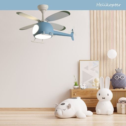 Εικόνα της Ανεμιστήρας Οροφής Primo Helicopter Kids Series DC 98cm με LED Φωτισμό & Τηλεχειριστήριο 55W Blue PRCF-80678