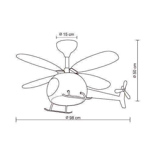 Εικόνα της Ανεμιστήρας Οροφής Primo Helicopter Kids Series DC 98cm με LED Φωτισμό & Τηλεχειριστήριο 55W White PRCF-80679