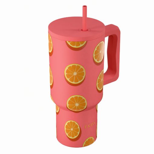 Εικόνα της Θερμός Estia Straw Tumbler XL Save The Aegean 900ml Orange Pop 01-41595