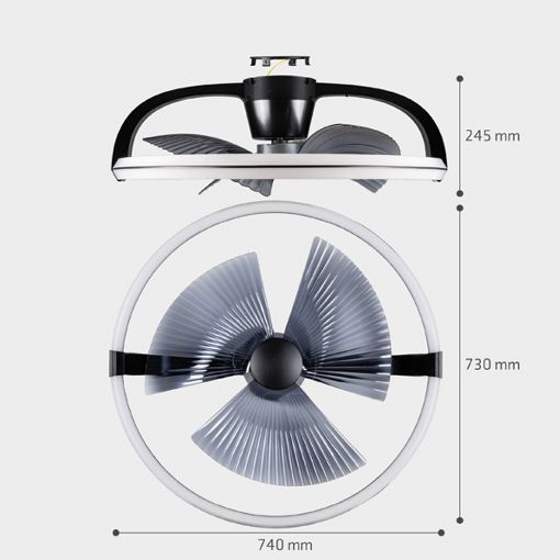 Εικόνα της Ανεμιστήρας Οροφής 123LED 73.6cm με LED Φωτισμό 2000-4000K & Τηλεχειριστήριο 65W Black