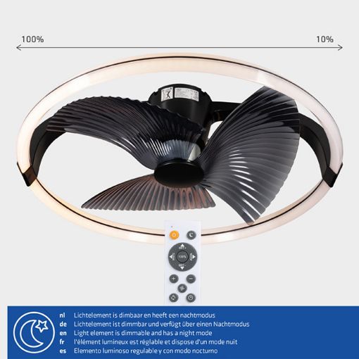 Εικόνα της Ανεμιστήρας Οροφής 123LED 73.6cm με LED Φωτισμό 2000-4000K & Τηλεχειριστήριο 65W Black