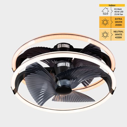 Εικόνα της Ανεμιστήρας Οροφής 123LED 73.6cm με LED Φωτισμό 2000-4000K & Τηλεχειριστήριο 65W Black