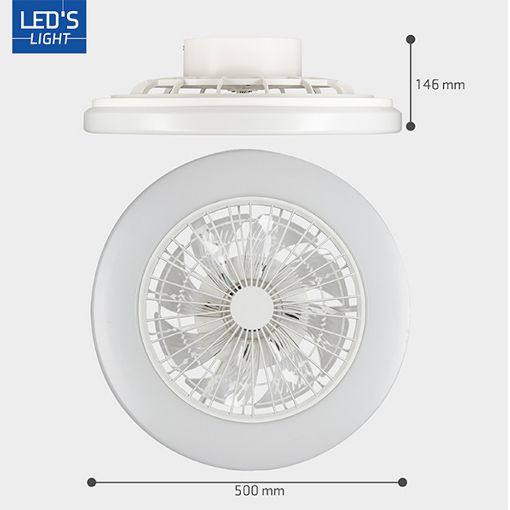 Εικόνα της Ανεμιστήρας Οροφής 123LED 48cm με LED Φωτισμό 2000-4000K & Τηλεχειριστήριο 55W White