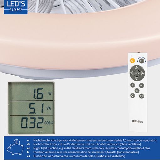 Εικόνα της Ανεμιστήρας Οροφής 123LED 48cm με LED Φωτισμό 2000-4000K & Τηλεχειριστήριο 55W White