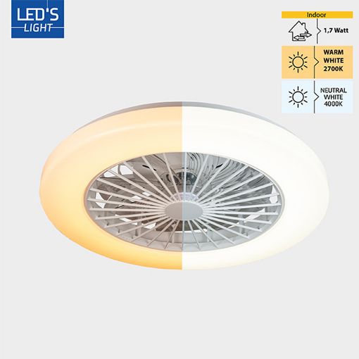 Εικόνα της Ανεμιστήρας Οροφής 123LED 48cm με LED Φωτισμό 2000-4000K & Τηλεχειριστήριο 55W White