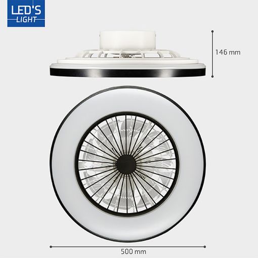 Εικόνα της Ανεμιστήρας Οροφής 123LED 48cm με LED Φωτισμό 2000-4000K & Τηλεχειριστήριο 55W Black