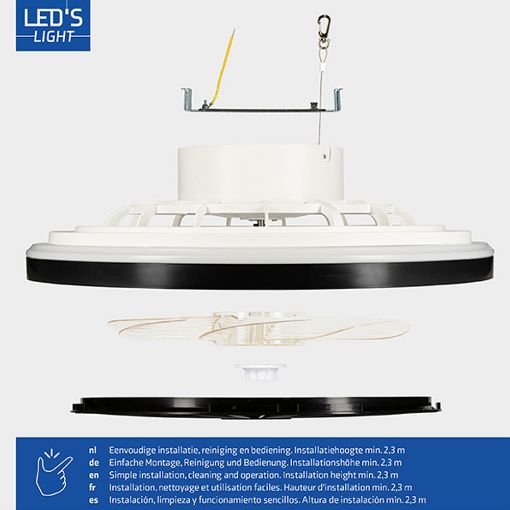 Εικόνα της Ανεμιστήρας Οροφής 123LED 48cm με LED Φωτισμό 2000-4000K & Τηλεχειριστήριο 55W Black