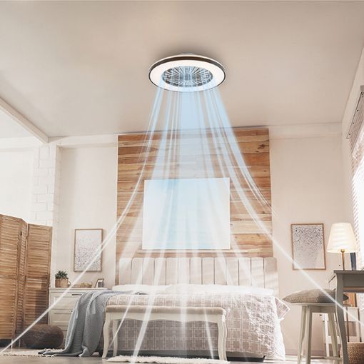 Εικόνα της Ανεμιστήρας Οροφής 123LED 48cm με LED Φωτισμό 2000-4000K & Τηλεχειριστήριο 55W Black