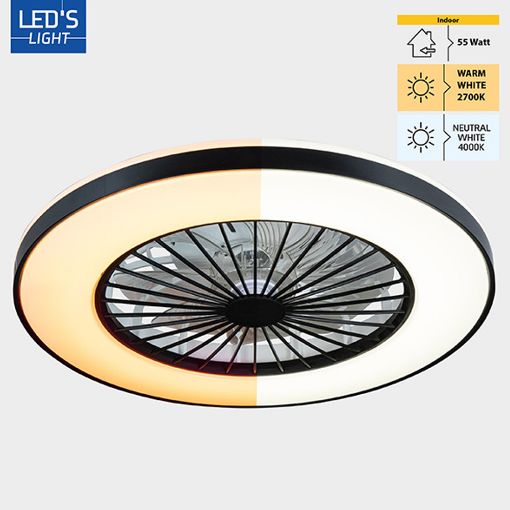 Εικόνα της Ανεμιστήρας Οροφής 123LED 48cm με LED Φωτισμό 2000-4000K & Τηλεχειριστήριο 55W Black