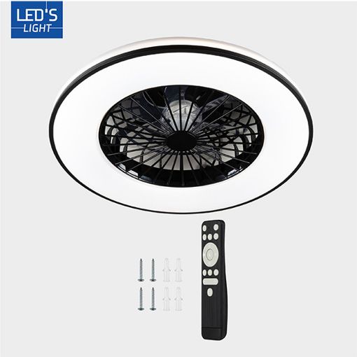 Εικόνα της Ανεμιστήρας Οροφής 123LED 48.5cm με LED Φωτισμό 3000-6500K & Τηλεχειριστήριο 48W Black