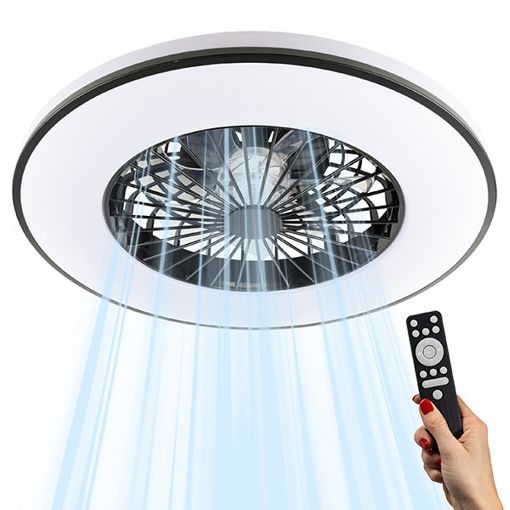 Εικόνα της Ανεμιστήρας Οροφής 123LED 48.5cm με LED Φωτισμό 3000-6500K & Τηλεχειριστήριο 48W Black