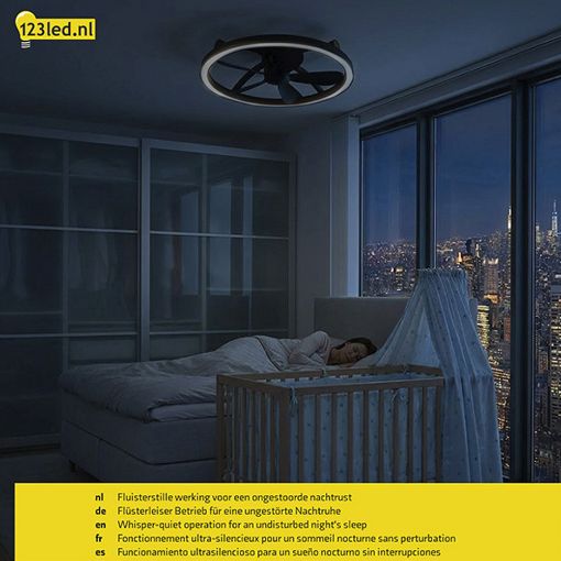 Εικόνα της Ανεμιστήρας Οροφής 123LED 61.3cm με LED Φωτισμό 2200-6500K & Τηλεχειριστήριο 26W Black