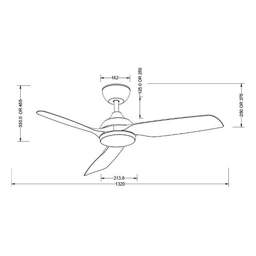 Εικόνα της Ανεμιστήρας Οροφής Primo 132cm με Τηλεχειριστήριο IP66 34W Black PRCF-80730