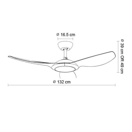 Εικόνα της Ανεμιστήρας Οροφής Primo 132cm με LED Φωτισμό & Τηλεχειριστήριο 35W Black PRCF-80724