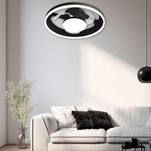 Εικόνα της Ανεμιστήρας Οροφής Primo 50cm με LED Φωτισμό & Τηλεχειριστήριο 15W Black/White PRCF-80725