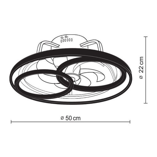 Εικόνα της Ανεμιστήρας Οροφής Primo 50cm με LED Φωτισμό & Τηλεχειριστήριο 15W White/Black PRCF-80676