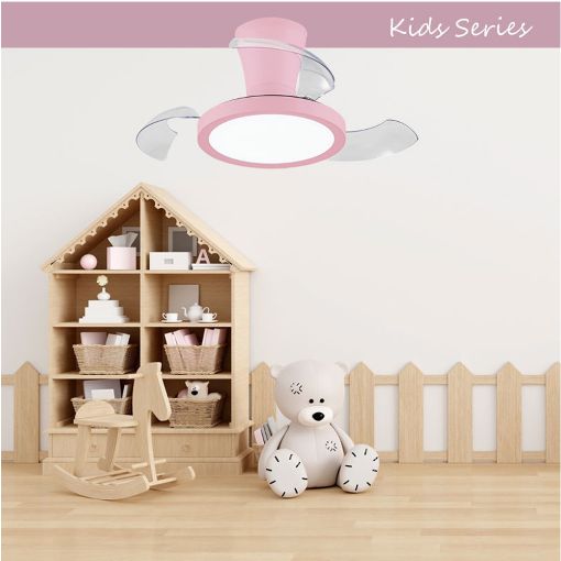 Εικόνα της Ανεμιστήρας Οροφής Primo Kids Series DC 65cm με LED Φωτισμό & Τηλεχειριστήριο 35W Pink PRCF-80684