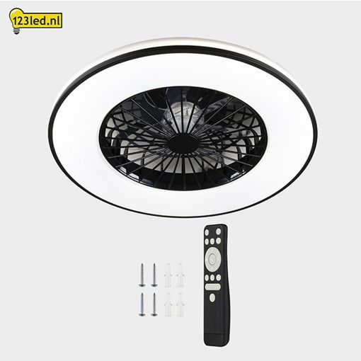 Εικόνα της Ανεμιστήρας Οροφής 123LED 48.5cm με LED Φωτισμό 2000-4000K & Τηλεχειριστήριο 15W Black