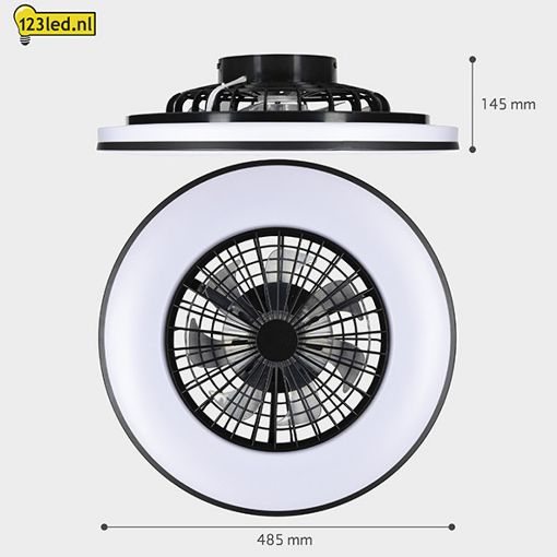 Εικόνα της Ανεμιστήρας Οροφής 123LED 48.5cm με LED Φωτισμό 2000-4000K & Τηλεχειριστήριο 15W Black