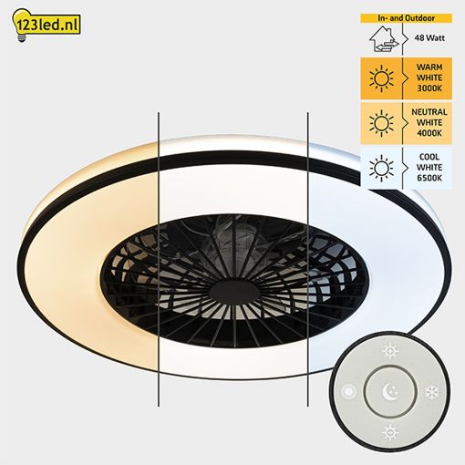 Εικόνα της Ανεμιστήρας Οροφής 123LED 48.5cm με LED Φωτισμό 2000-4000K & Τηλεχειριστήριο 15W Black