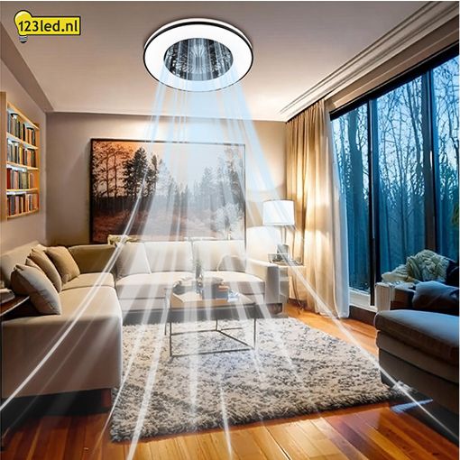 Εικόνα της Ανεμιστήρας Οροφής 123LED 48.5cm με LED Φωτισμό 2000-4000K & Τηλεχειριστήριο 15W Black