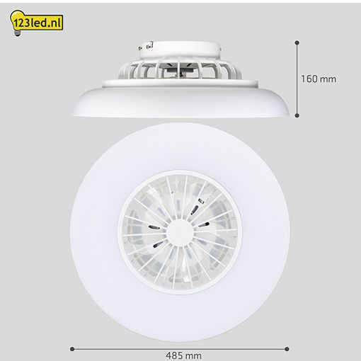 Εικόνα της Ανεμιστήρας Οροφής 123LED 48.5cm με LED Φωτισμό RGB 2700-6500K & Τηλεχειριστήριο 15W White