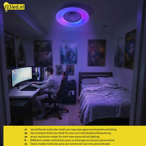 Εικόνα της Ανεμιστήρας Οροφής 123LED 48.5cm με LED Φωτισμό RGB 2700-6500K & Τηλεχειριστήριο 15W White